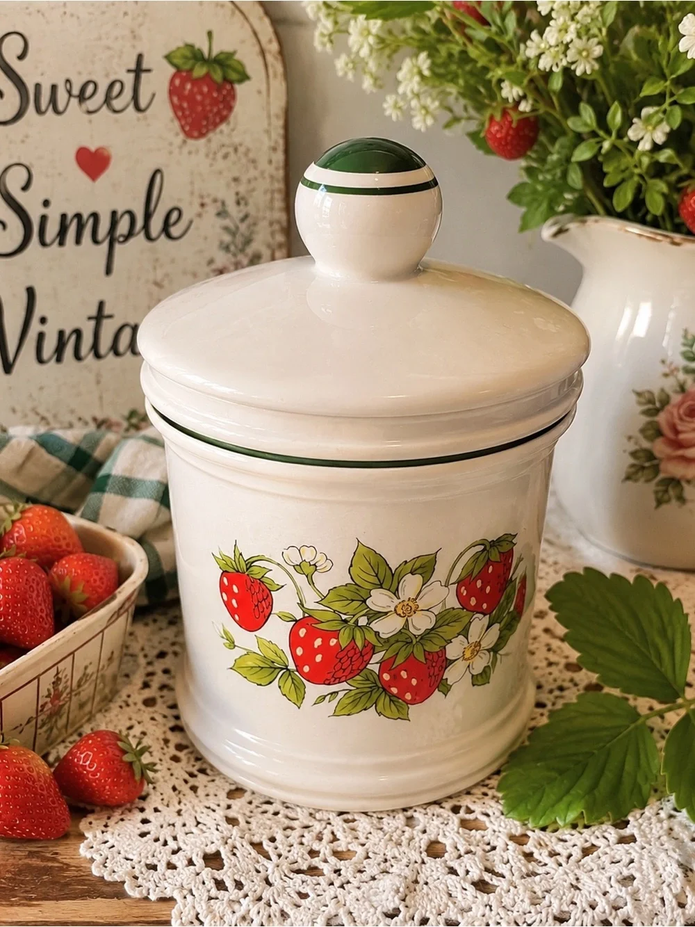 Vintage strawberry canister